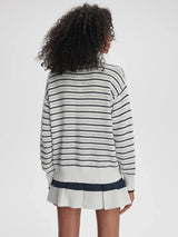 Sweater Varley Antonia Relaxed Cardigan White/Blue Nights Apoella