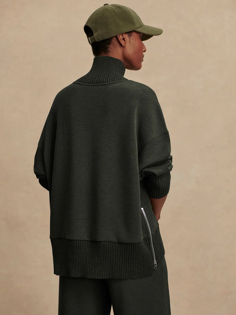 Sweater Varley Barker High Neck Sweater Olive Marl Apoella