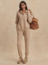 Sweater Varley Mavis Mock Neck Sweater Light Taupe Apoella