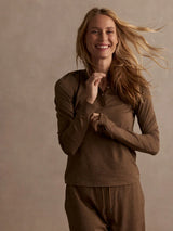 Sweater Varley Nathaniel Long Sleeve Top Teak Olive Marl Apoella