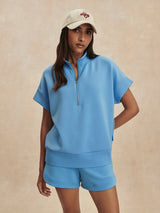 Sweater Varley Ritchie Short Sleeve Sweater Azure Blue Apoella