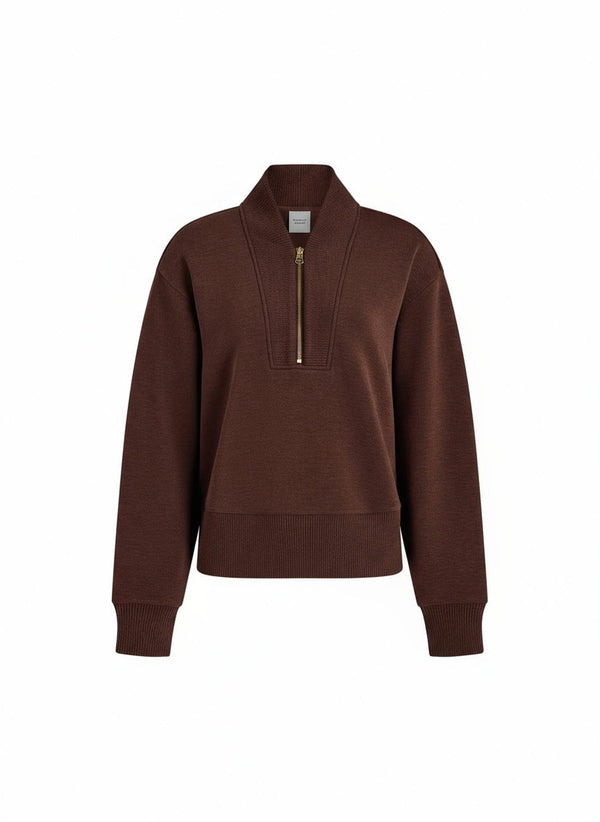 Sweater Varley Sally Half Zip Sweater Coffee Bean Marl Apoella