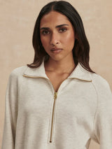 Sweater Varley Selene Half Zip Sweater Ivory Marl Apoella