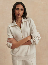 Sweater Varley Selene Half Zip Sweater Ivory Marl Apoella