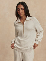 Sweater Varley Selene Half Zip Sweater Ivory Marl Apoella