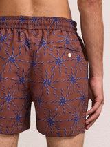 Swimshorts Frescobol Carioca Rio Sol Print Swim Shorts Brown & Cobalt Apoella