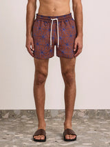 Swimshorts Frescobol Carioca Rio Sol Print Swim Shorts Brown & Cobalt Apoella