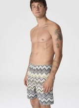 Swimshorts Missoni Long Zig Zag Boxer Black Green Blue Apoella