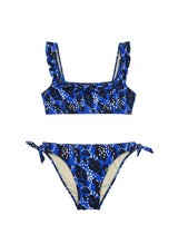 Swimwear Emmanuela Swimwear Georgia Athletic Ruffled Bikini Blue/Black Leaves Apoella