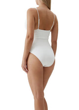 Swimwear Melissa Odabash Panarea Over The Shoulder Ruched One-Piece White Chain Apoella