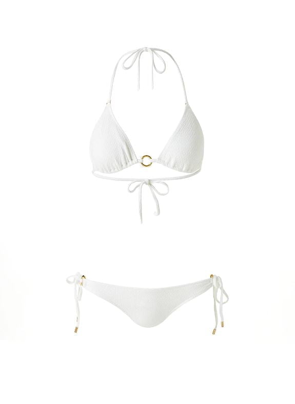 Swimwear Melissa Odabash Venice Ring Details Tie Side Triangle Bikini White Chain Apoella