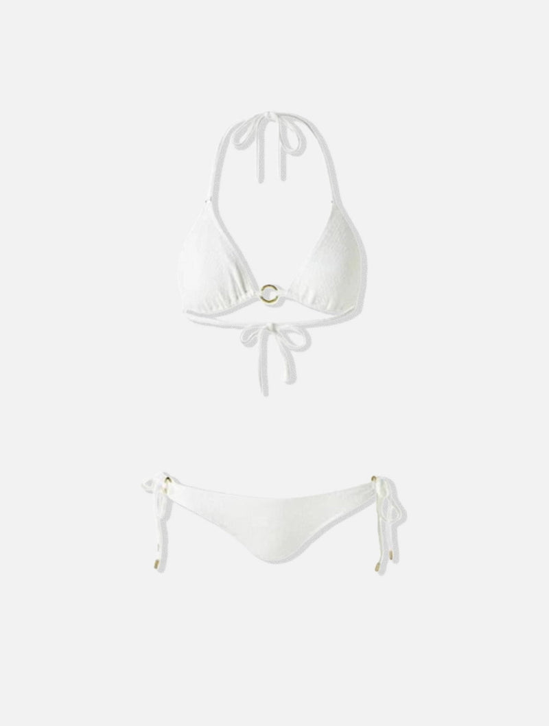 Swimwear Melissa Odabash Venice Ring Details Tie Side Triangle Bikini White Chain Apoella