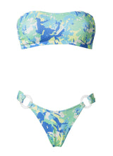 Swimwear Stefania Frangista Thea Bandeau Bikini w. Rings Curly Floral Blue / S Apoella