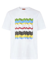 T-shirts Missoni Crew-neck Cotton T-shirt with Macro Zigzag Multi Print Apoella