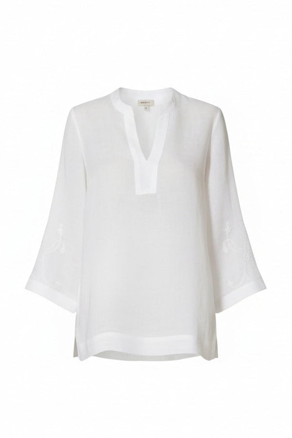 Tops Ancient Kallos Areti Cord Embroidered Long Sleeve Top White Apoella