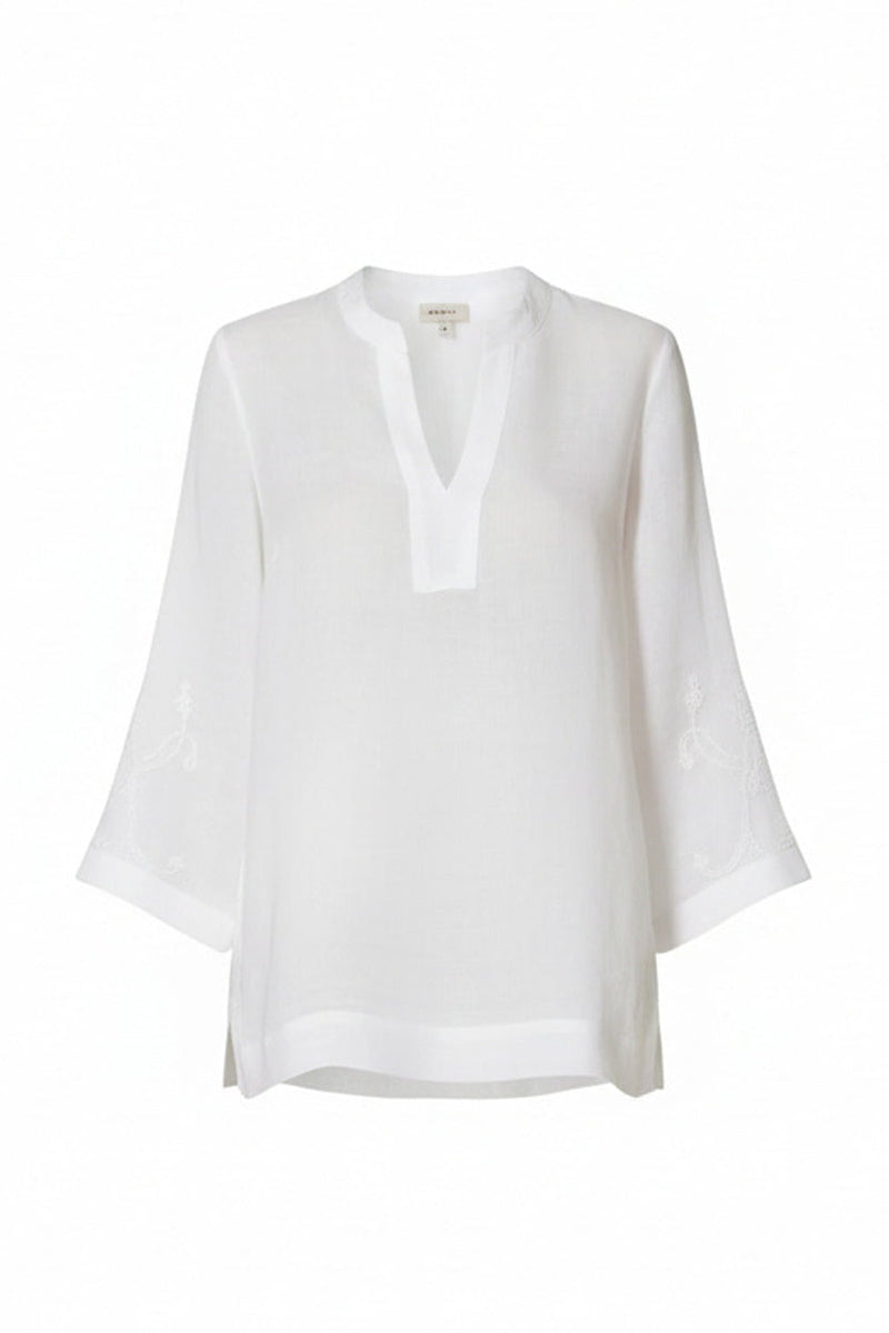 Tops Ancient Kallos Areti Cord Embroidered Long Sleeve Top White Apoella