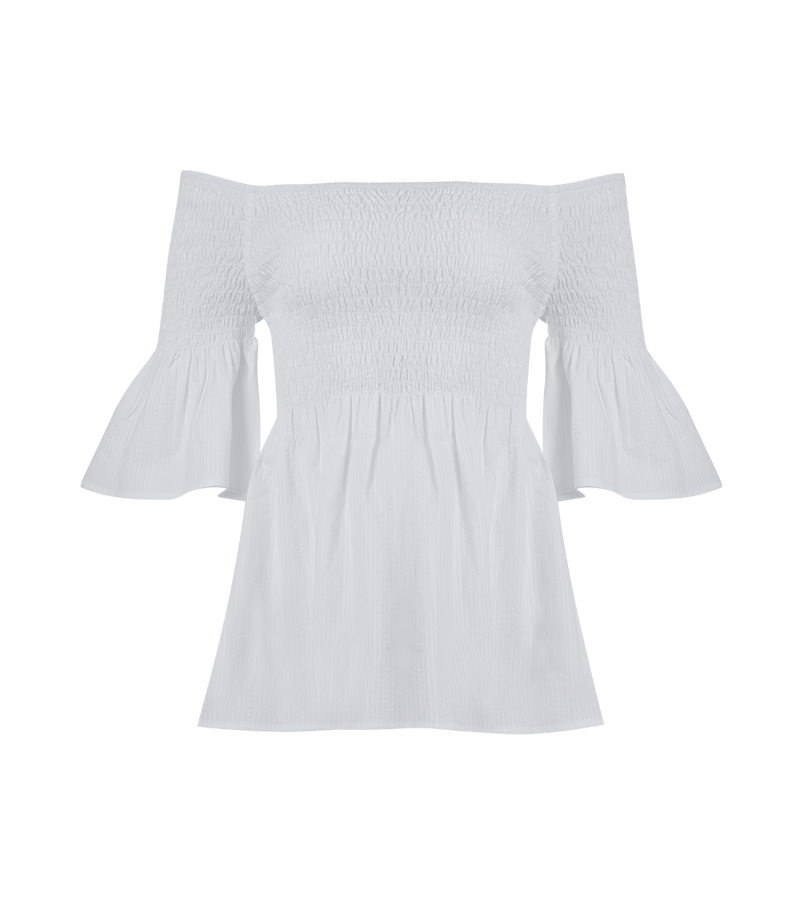 Tops Apoella Andriana Smocked Off Shoulder Top S/M / White Apoella