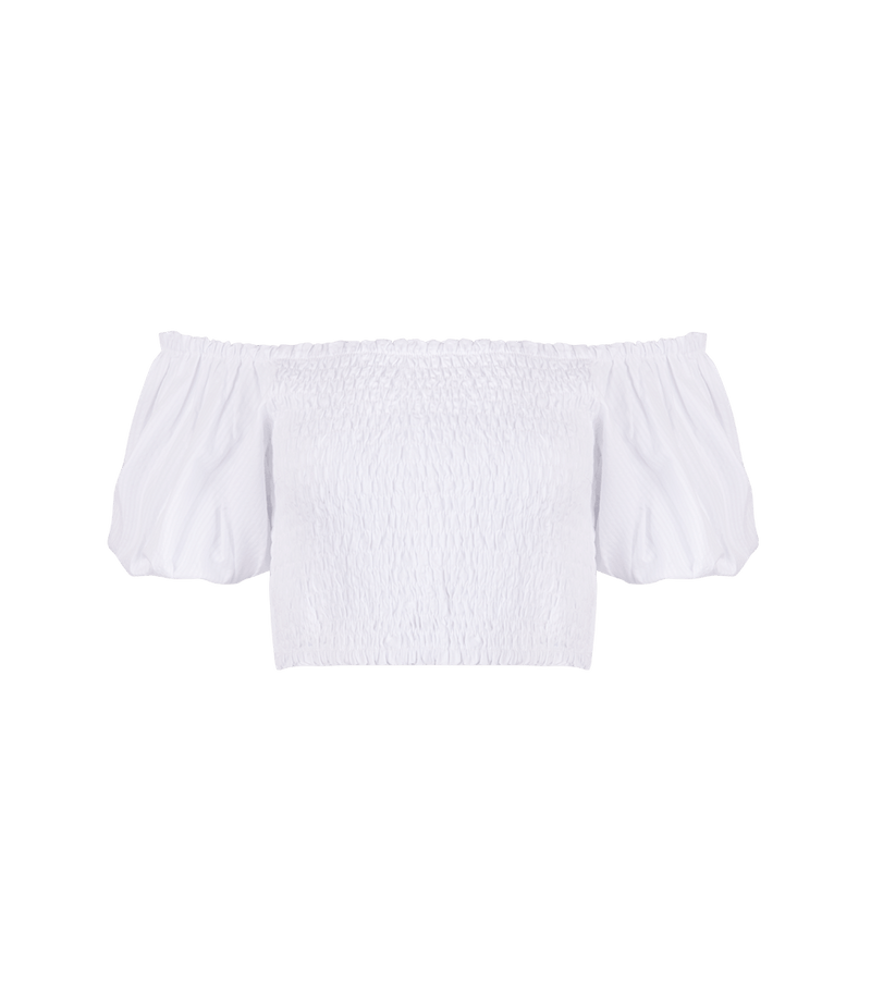 Tops Apoella Annie Puff Sleeve Smocked Top White / S/M Apoella