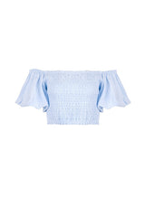 Tops Apoella Annie Puff Sleeve Smocked Top Sky Apoella