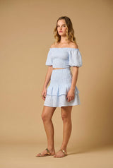 Tops Apoella Annie Puff Sleeve Smocked Top Sky Apoella