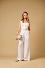 Tops APOELLA Ira Linen Crop Top White Apoella