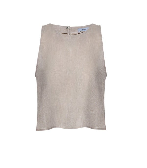 Tops Apoella Iro Linen Sleeveless Top Beige Apoella