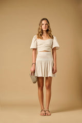 Tops APOELLA Sonia Crop Puff Sleeve Top Beige Apoella