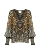 Tops Camilla With Love Armada Shirred Cuff Blouse M / Leopard Apoella