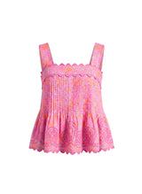 Tops Juliet Dunn Ginkgo Floral Print Pintuck Top Fuchsia/Neon Red 1 / Fuchsia Apoella