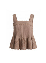 Tops Juliet Dunn Poplin Pintuck Top Mocha Apoella