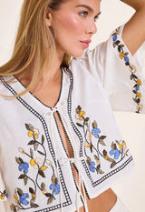 Tops Scarlett Poppies Freja Top Vanilla Floral Embroidery Apoella