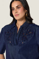 Tops Scarlett Poppies Sahira Top Denim Blue Apoella