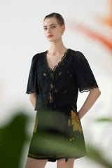 Tops Scarlett Poppies Vinetta Top Onyx Black M / Black Apoella