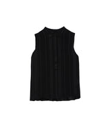 Tops Zeus n Dione Hera Sleeveless Textured Silk Top Mao Neck Black Apoella
