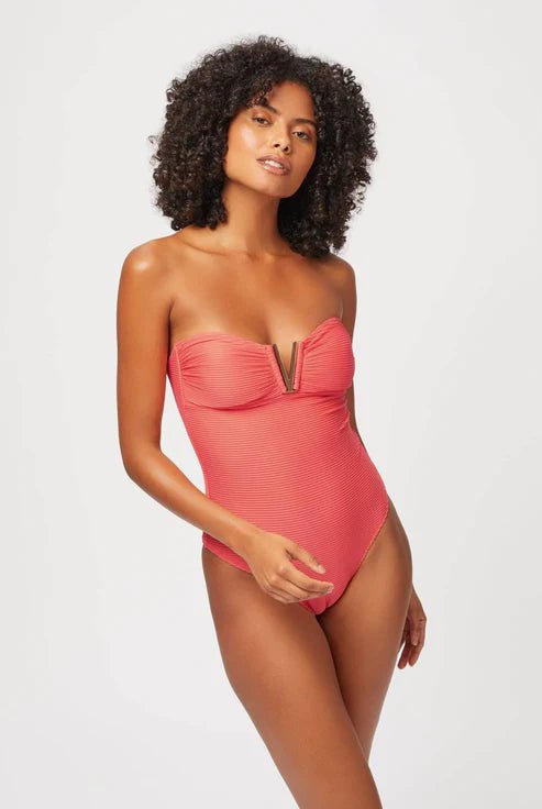 - Tortola V-bar Bandeau One Piece Coral Apoella