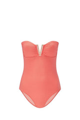 - Tortola V-bar Bandeau One Piece Coral Apoella