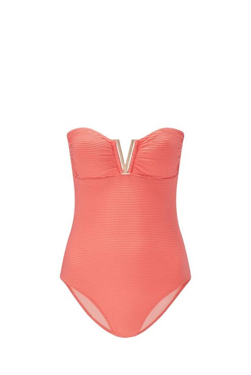 - Tortola V-bar Bandeau One Piece Coral Apoella