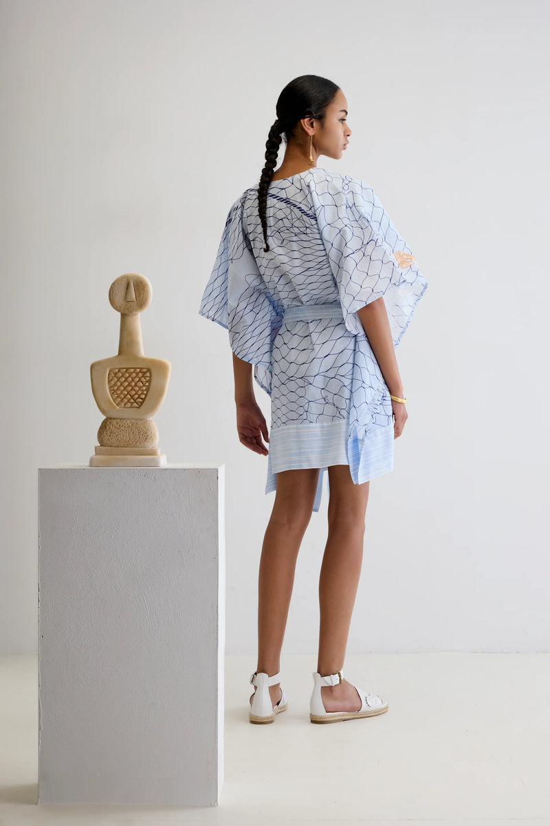 Tunic Ancient Kallos Aegean Myth Belted Tunic Light Blue O/S / Light Blue Apoella