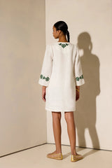 Tunic Ancient Kallos Kalimera Embroidered Tunic Off White/Olive S / White Apoella