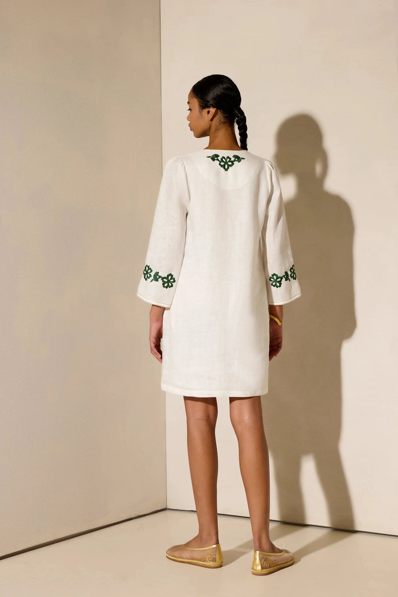 Tunic Ancient Kallos Kalimera Embroidered Tunic Off White/Olive S / White Apoella