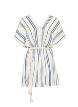 Tunic Ancient Kallos Posidonia Woven Belted Tunic Striped Blue/Sand S/M / Blue Apoella