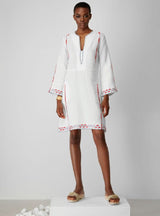Tunic Ancient Kallos Trikeri Embroidered Linen Tunic White/Multi Apoella