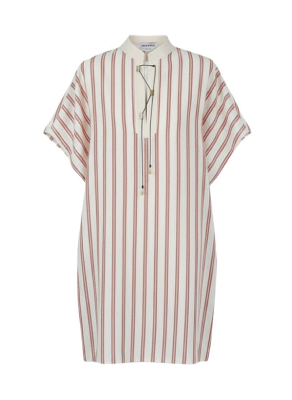 Tunic Zeus n Dione Calyx Short Sleeved Tunic With Mao Neck M/L / Ivory Red Apoella