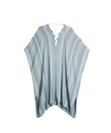 Tunic Zeus n Dione Kavos Lace Up Textured Silk Tunic Ivory/Sky Blue 38 / Ivory Apoella