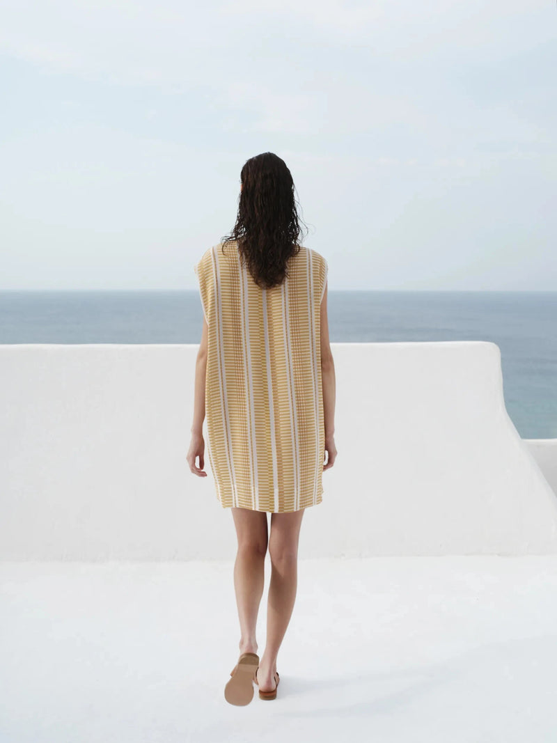 Tunic Zeus n Dione Starboard Lace Up Textured Silk Tunic Ivory/Sun 38 / Ivory Apoella