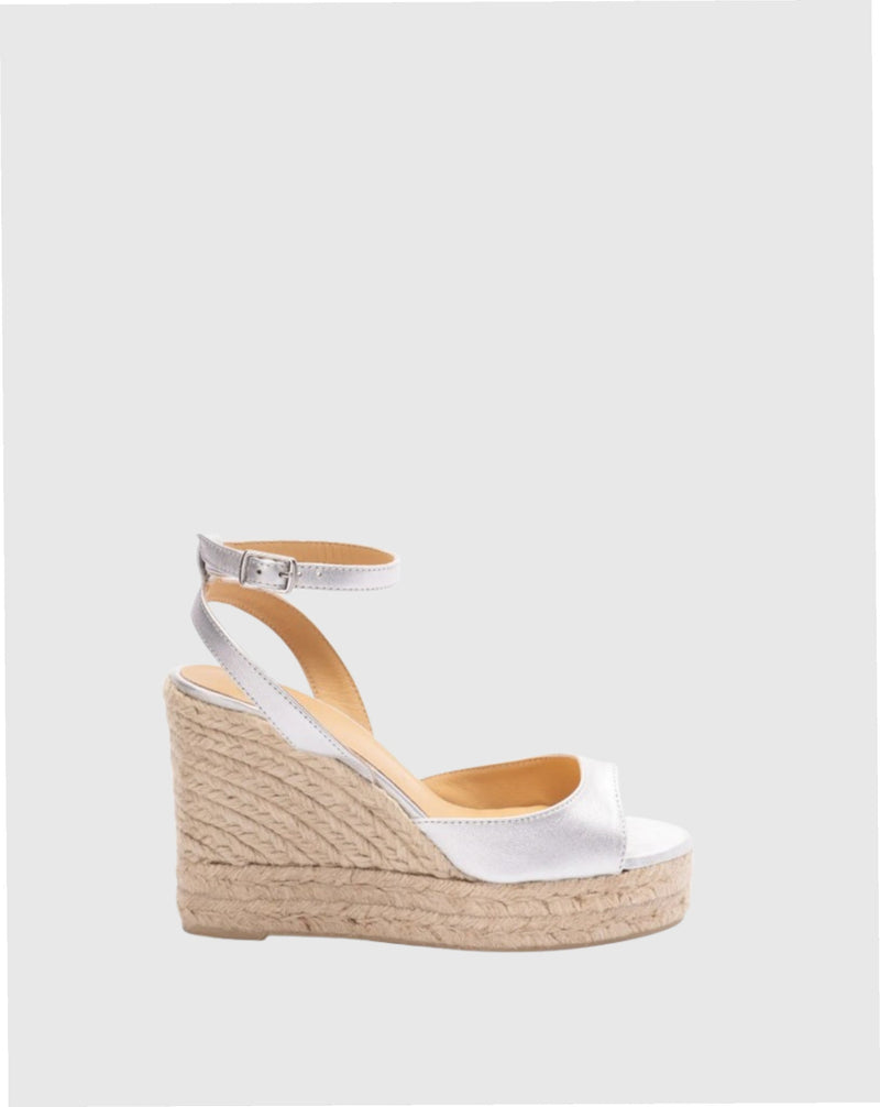 Wedges Castaner Blair 8ed Leather Wedge Espadrilles Plata Apoella
