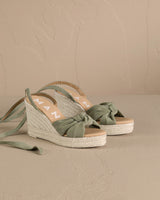 Wedges Manebi Hamptons Wedge Suede Espadrilles W. Knot Sage Apoella