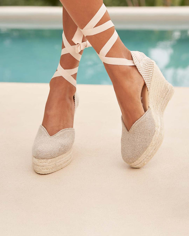 Wedges Manebi Heart Shaped Wedge Espadrilles Natural Apoella