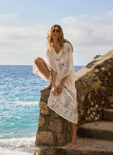 Yasin Lace Caftan White