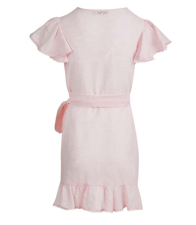 Dress Apoella Amalia Lace Linen Mini Wrap Dress Apoella